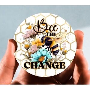 Set of 2 Car Coasters,‎ Bee The Change Car Coaster, Neoprene Car Coaster